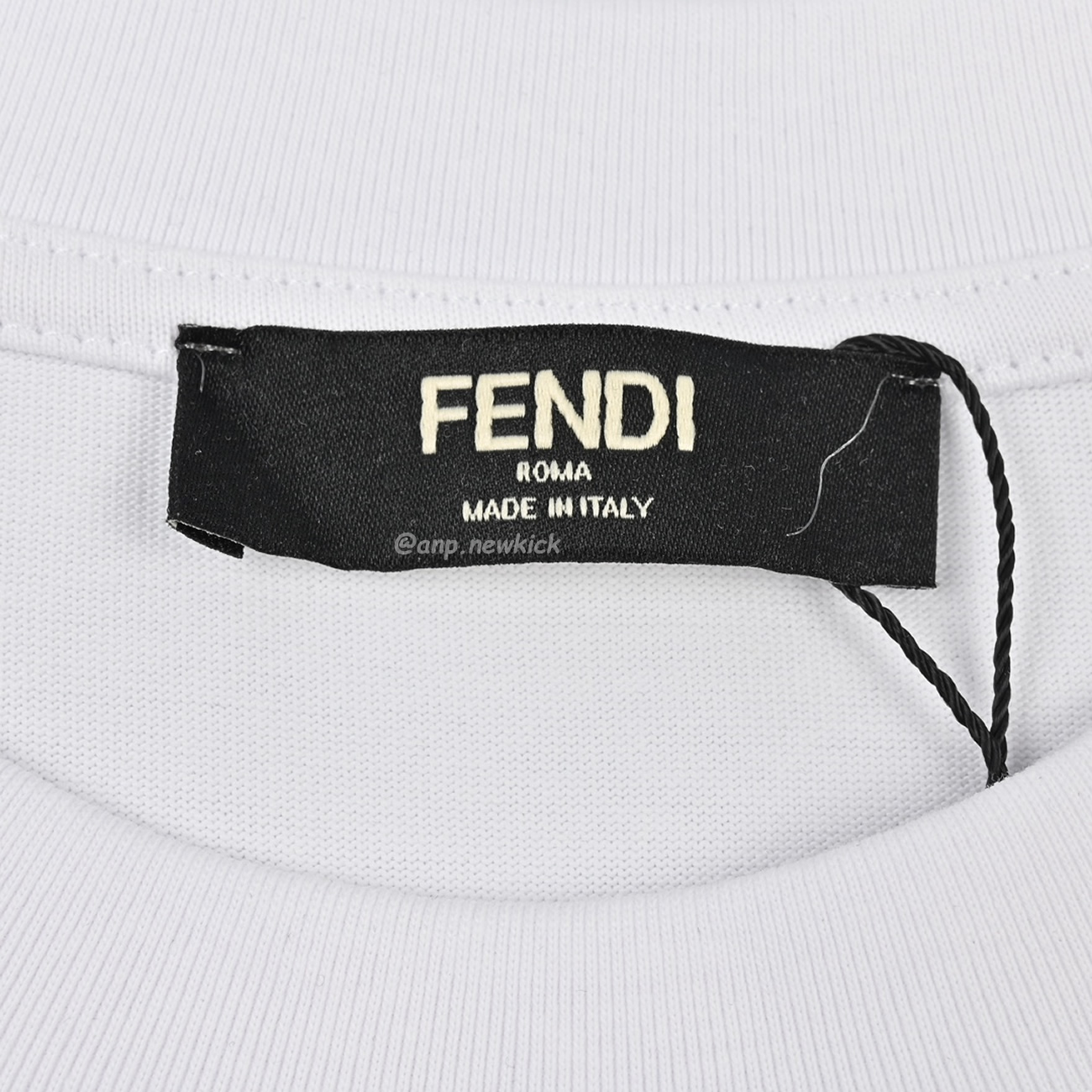 Fendi Pentagonal F Embroidered Flocked Round Neck Short Sleeved T Shirt (5) - newkick.cc